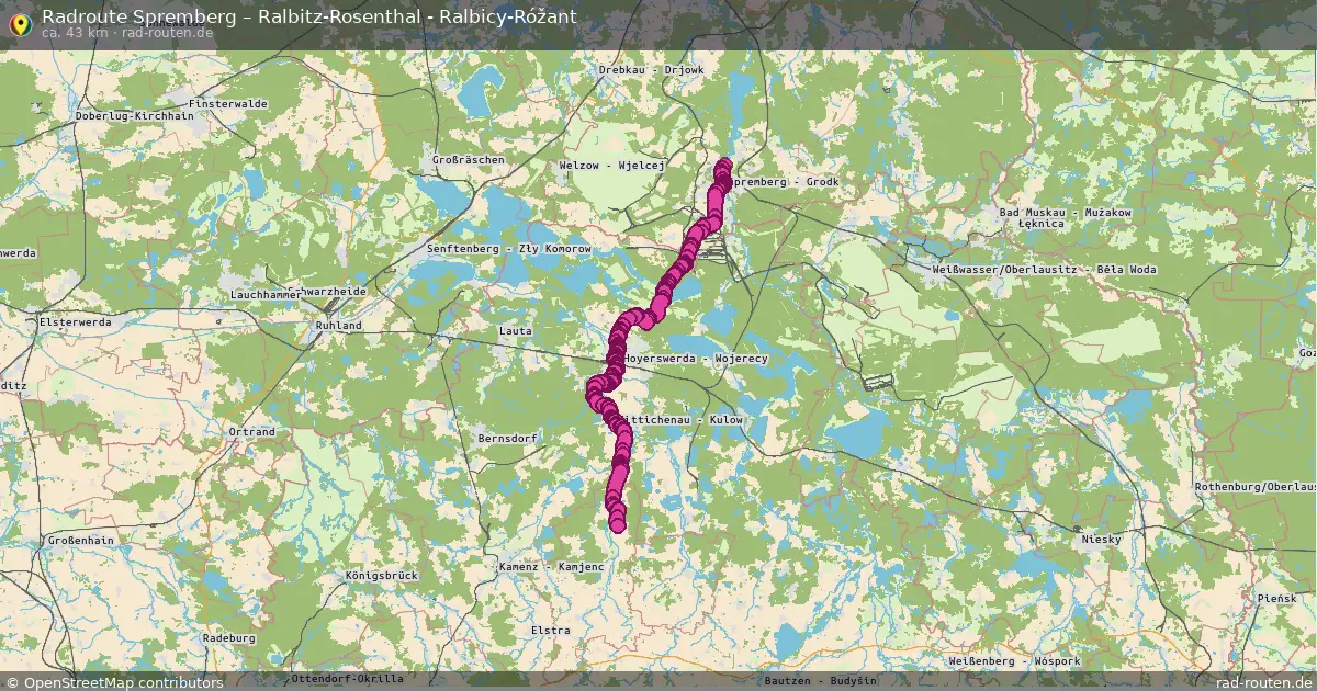 Fahrradroute Spremberg – Ralbitz-Rosenthal - Ralbicy-Róžant (43 km) – Rad-Routen.de
