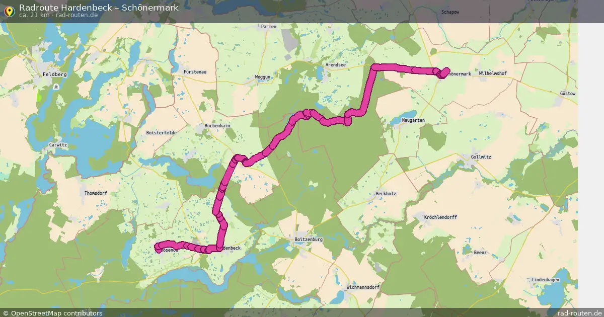 Fahrradroute Hardenbeck – Schönermark (21 km) – Rad-Routen.de