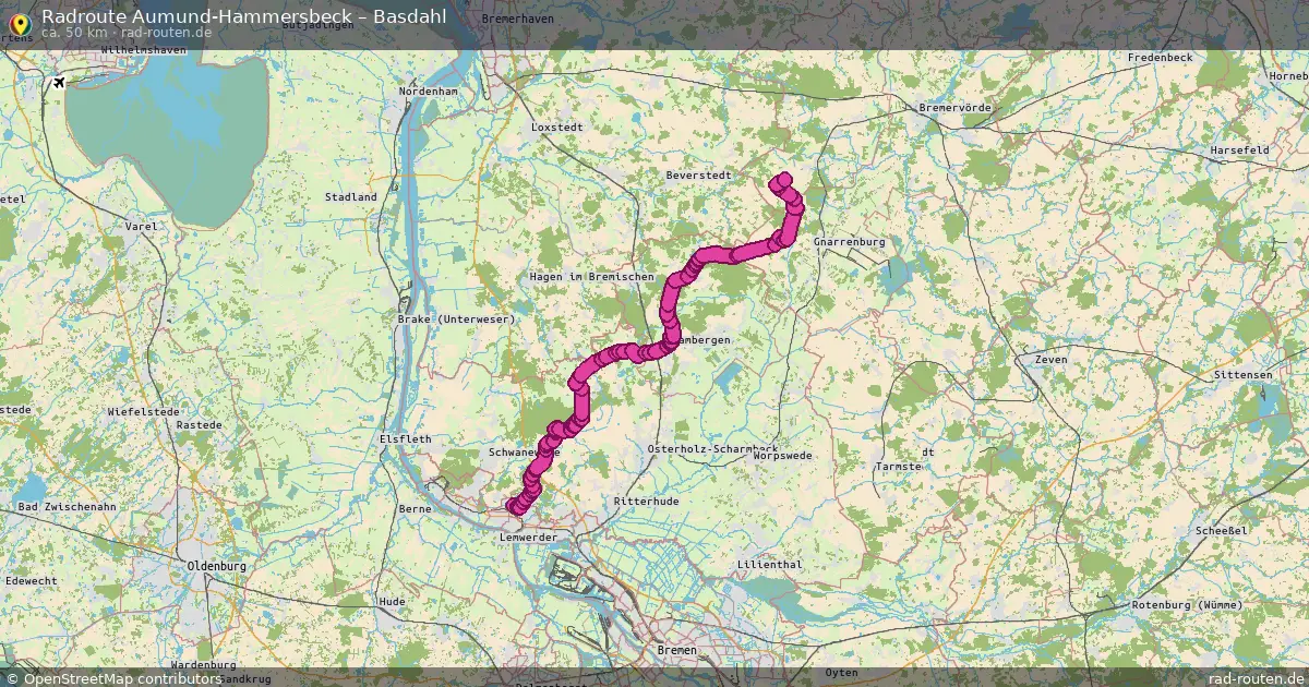 Fahrradroute Aumund-Hammersbeck – Basdahl (50 km) – Rad-Routen.de
