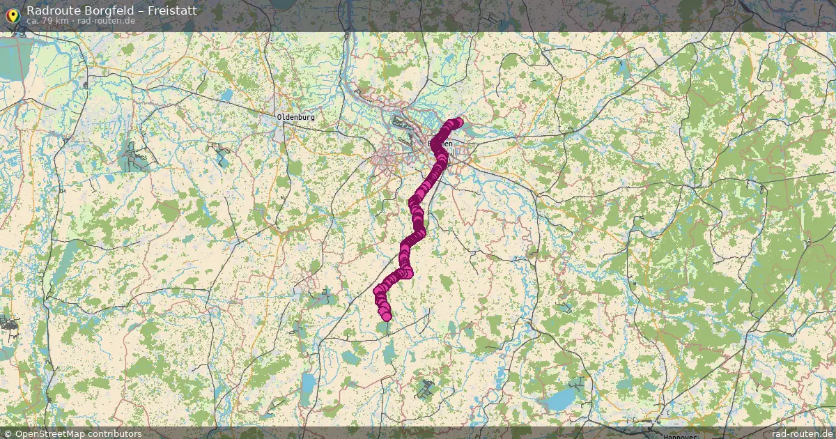 Fahrradroute Borgfeld – Freistatt (77 km) – Rad-Routen.de