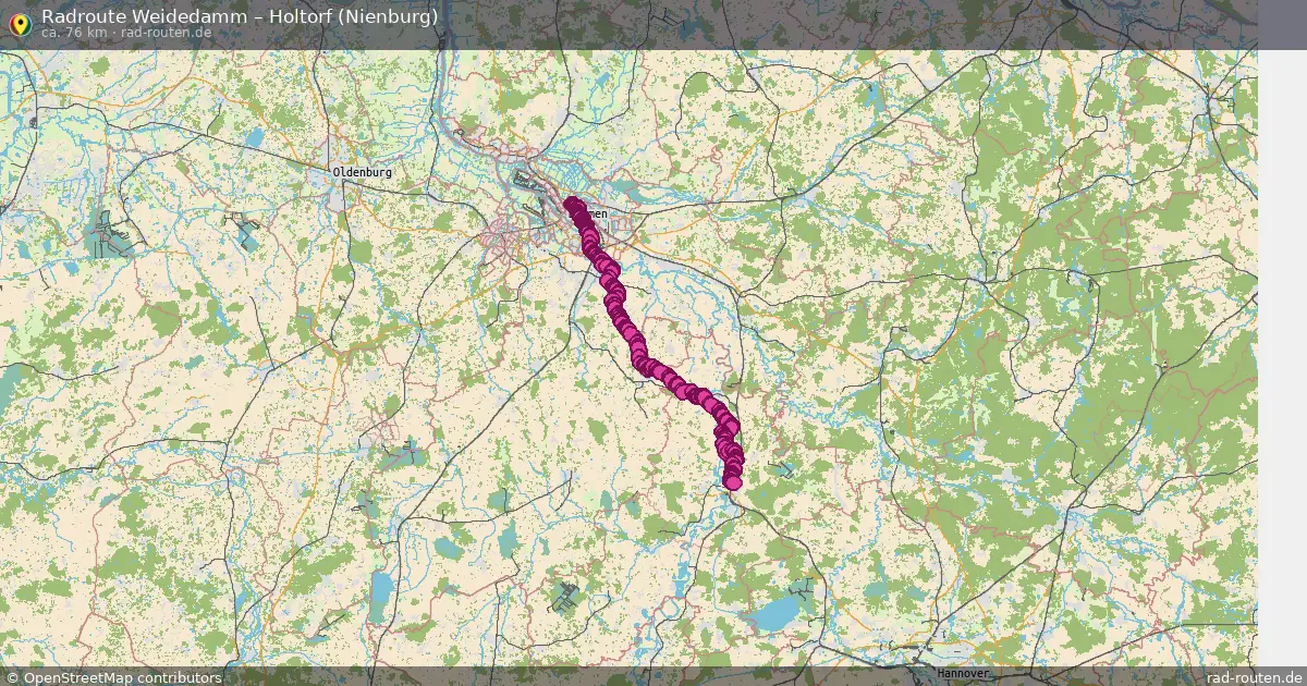 Fahrradroute Weidedamm – Holtorf (Nienburg) (76 km) – Rad-Routen.de
