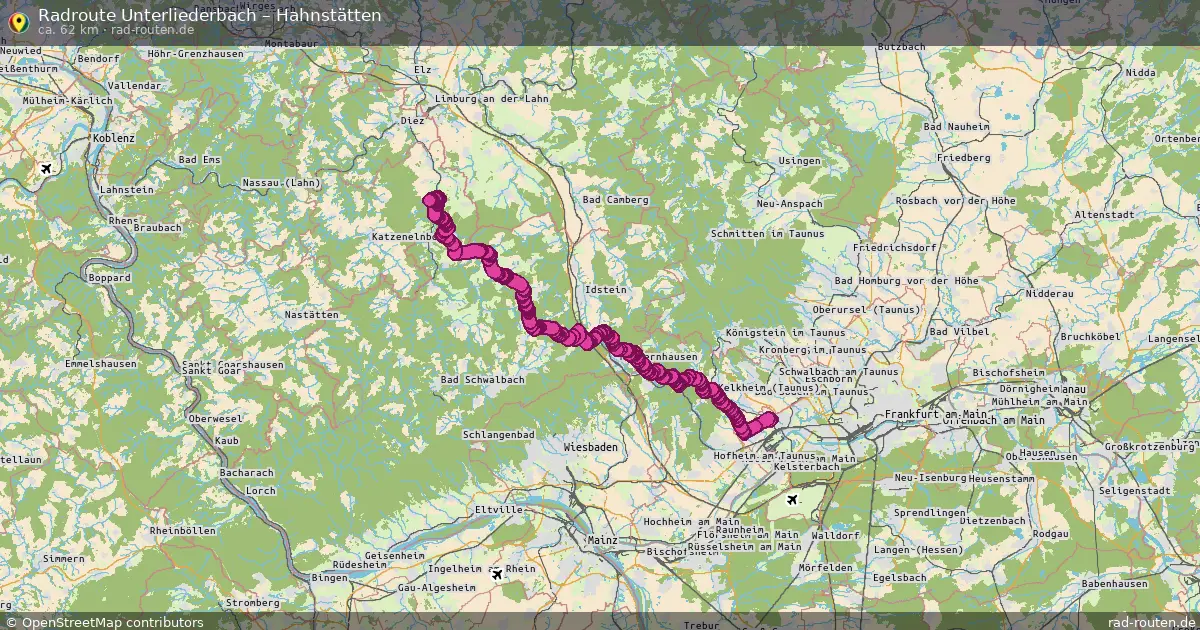 Fahrradroute Unterliederbach – Hahnstätten (61 km) – Rad-Routen.de