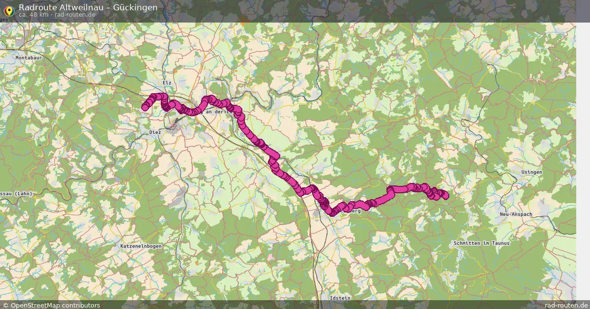 Fahrradroute von Altweilnau nach Gückingen
