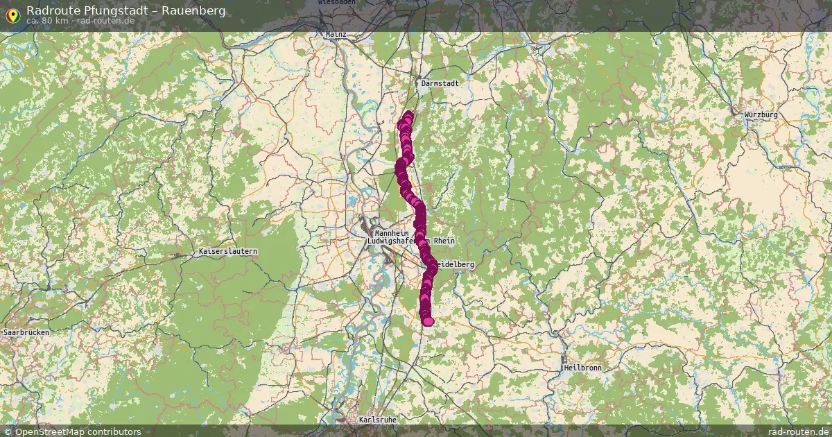 Fahrradroute Pfungstadt – Rauenberg (80 km) – Rad-Routen.de