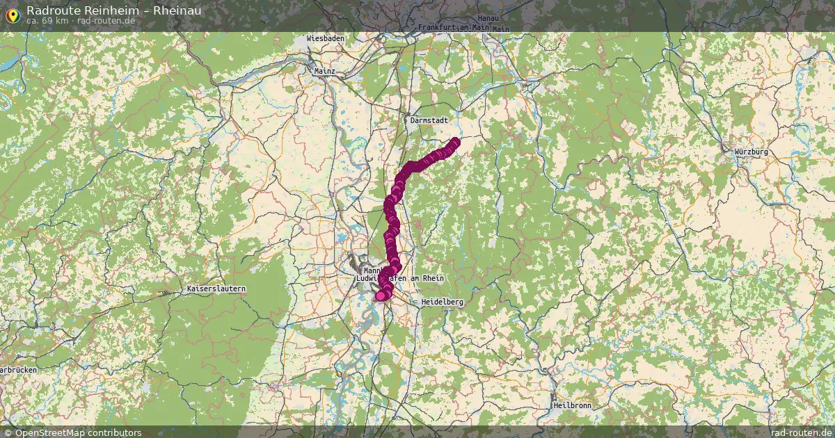 Fahrradroute Reinheim – Rheinau (73 km) – Rad-Routen.de