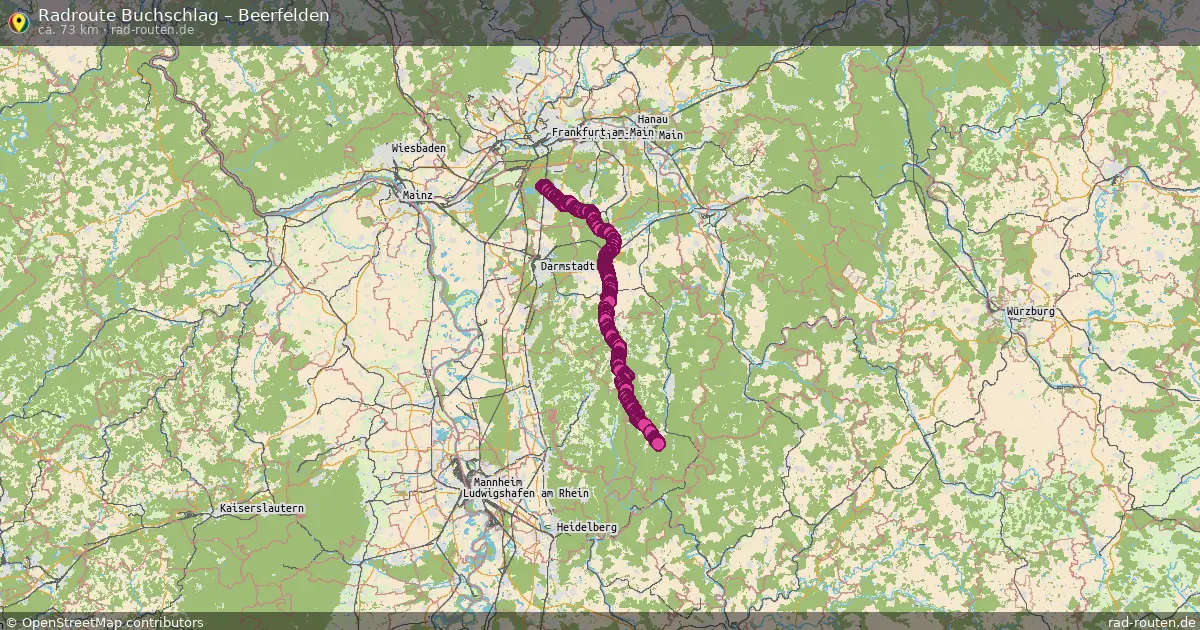 Fahrradroute Buchschlag – Beerfelden (74 km) – Rad-Routen.de