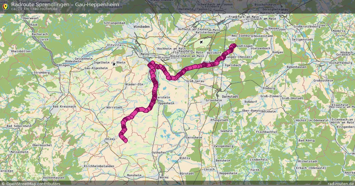 Fahrradroute Sprendlingen – Gau-Heppenheim (79 km) – Rad-Routen.de