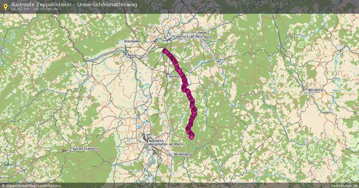 Fahrradroute Zeppelinheim – Unter-Schönmattenwag (82 km) – Rad-Routen.de