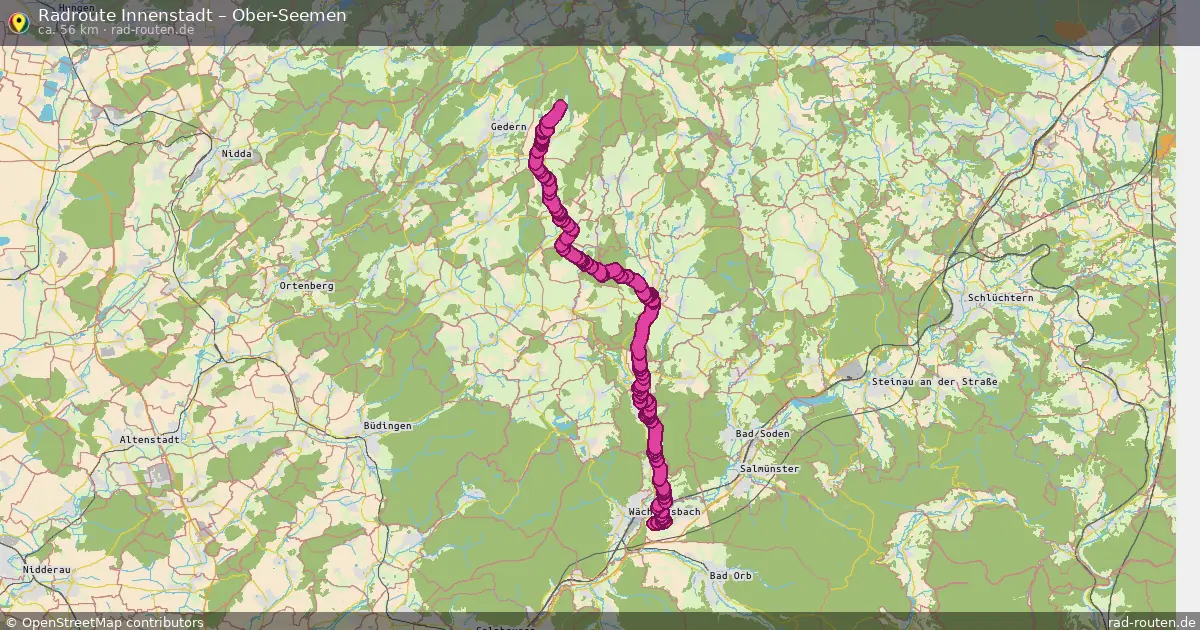 Fahrradroute Innenstadt – Ober-Seemen (56 km) – Rad-Routen.de