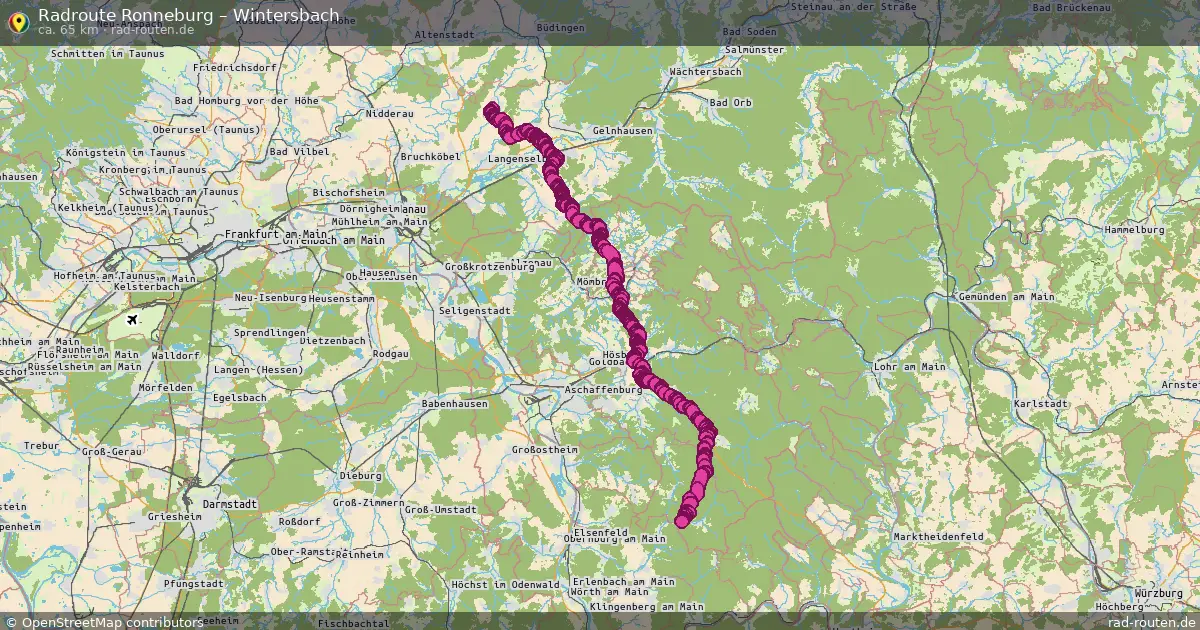 Fahrradroute von Ronneburg nach Wintersbach