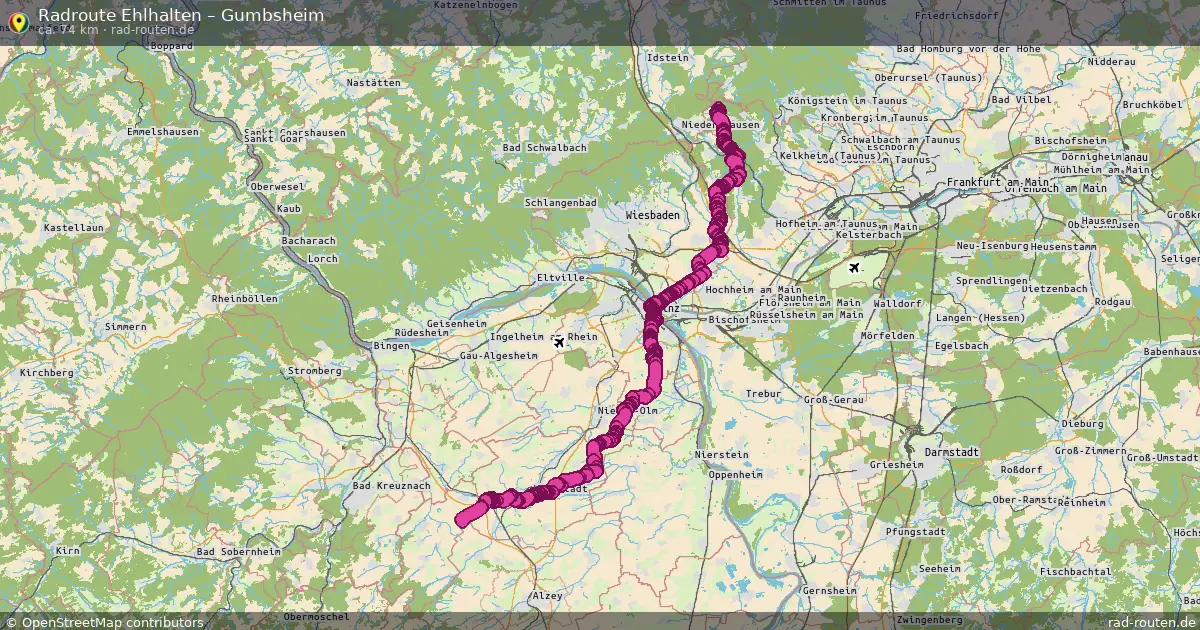 Fahrradroute Ehlhalten – Gumbsheim (74 km) – Rad-Routen.de