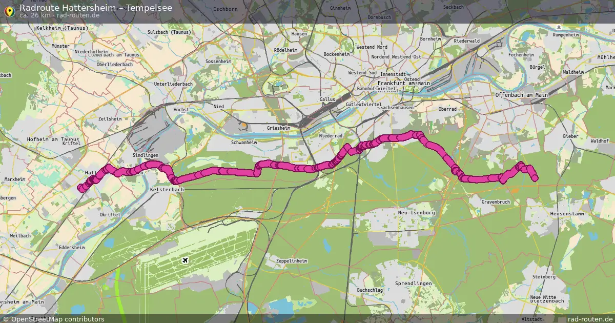Fahrradroute Hattersheim – Tempelsee (26 km) – Rad-Routen.de