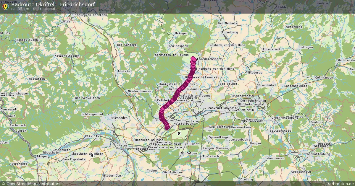 Fahrradroute Okriftel – Friedrichsdorf (35 km) – Rad-Routen.de