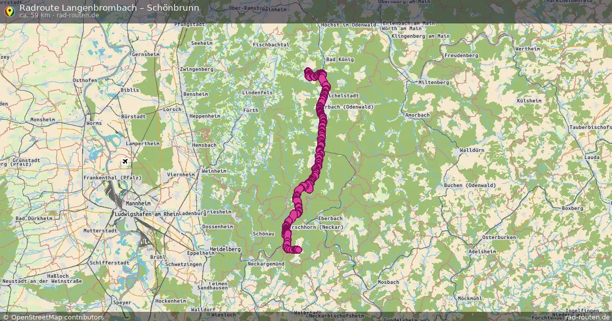 Fahrradroute Langenbrombach – Schönbrunn (59 km) – Rad-Routen.de