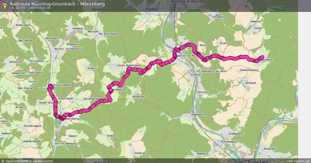 Fahrradroute Mümling-Grumbach – Mönchberg (28 km) – Rad-Routen.de