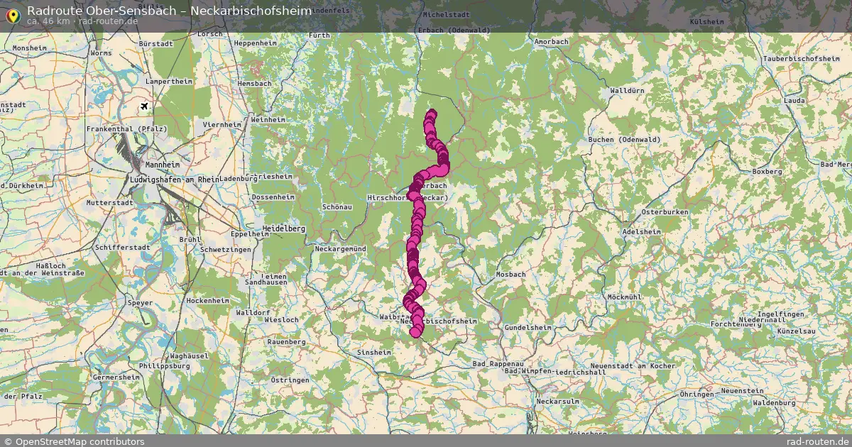 Fahrradroute Ober-Sensbach – Neckarbischofsheim (44 km) – Rad-Routen.de