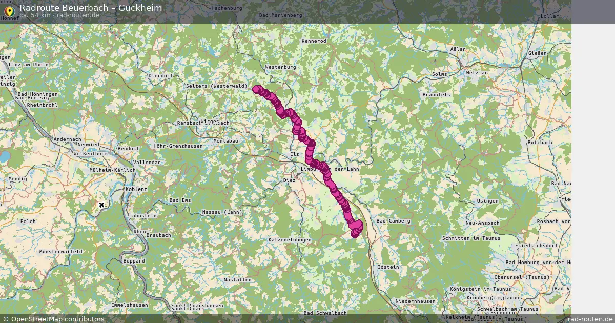 Fahrradroute Beuerbach – Guckheim (54 km) – Rad-Routen.de