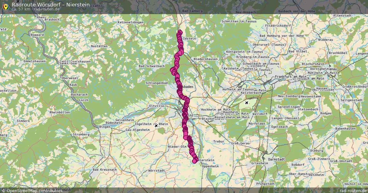 Fahrradroute Wörsdorf – Nierstein (57 km) – Rad-Routen.de