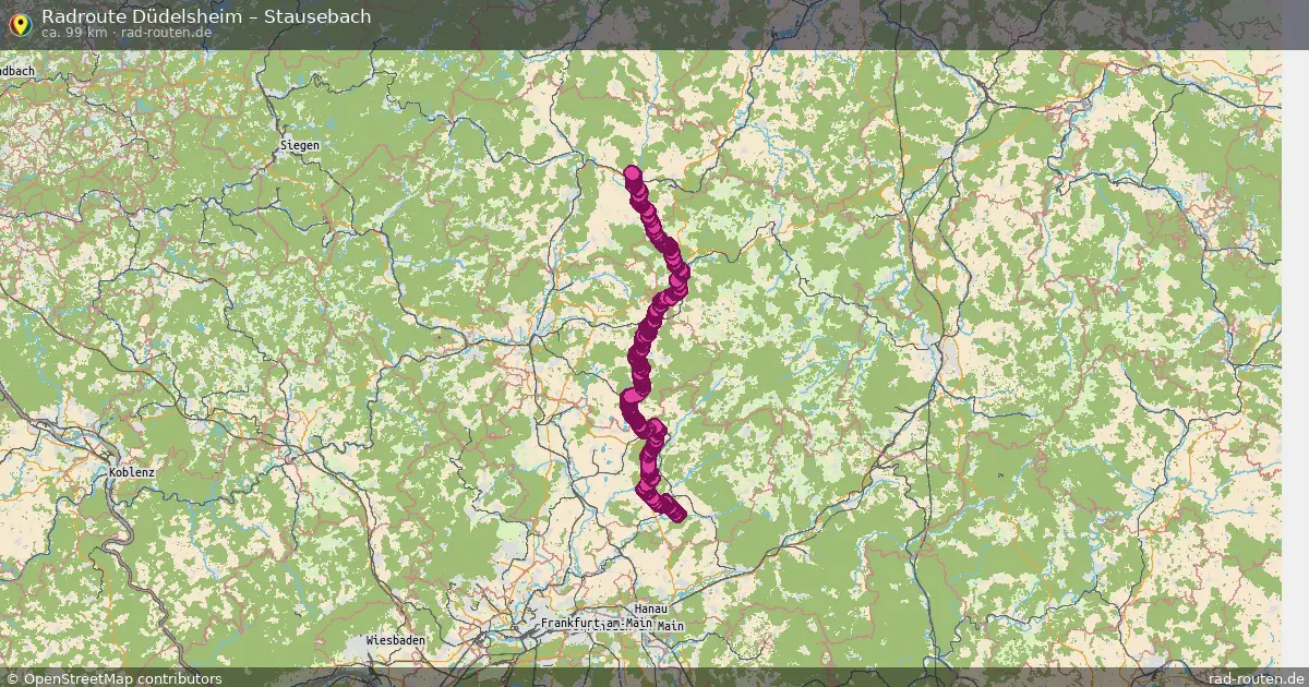 Fahrradroute von Düdelsheim nach Stausebach