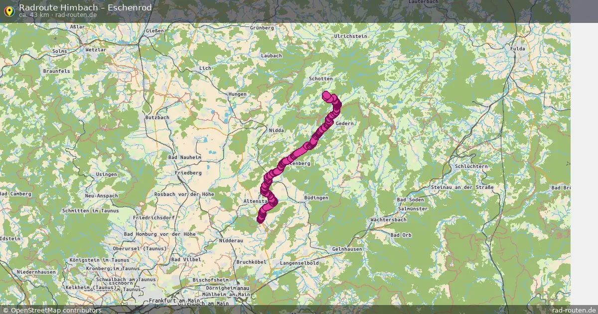 Fahrradroute von Himbach nach Eschenrod