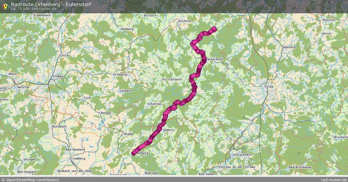 Fahrradroute Ortenberg – Eulersdorf (73 km) – Rad-Routen.de