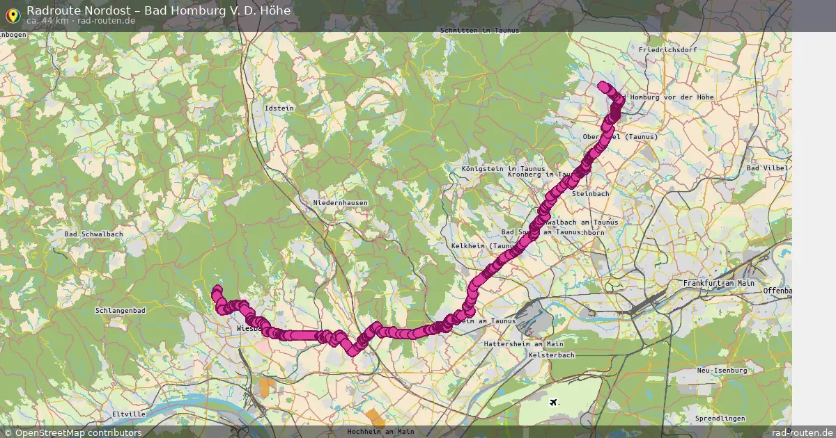 Fahrradroute Nordost – Bad Homburg V. D. Höhe (44 km) – Rad-Routen.de
