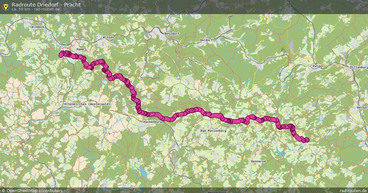 Fahrradroute Driedorf – Pracht (59 km) – Rad-Routen.de