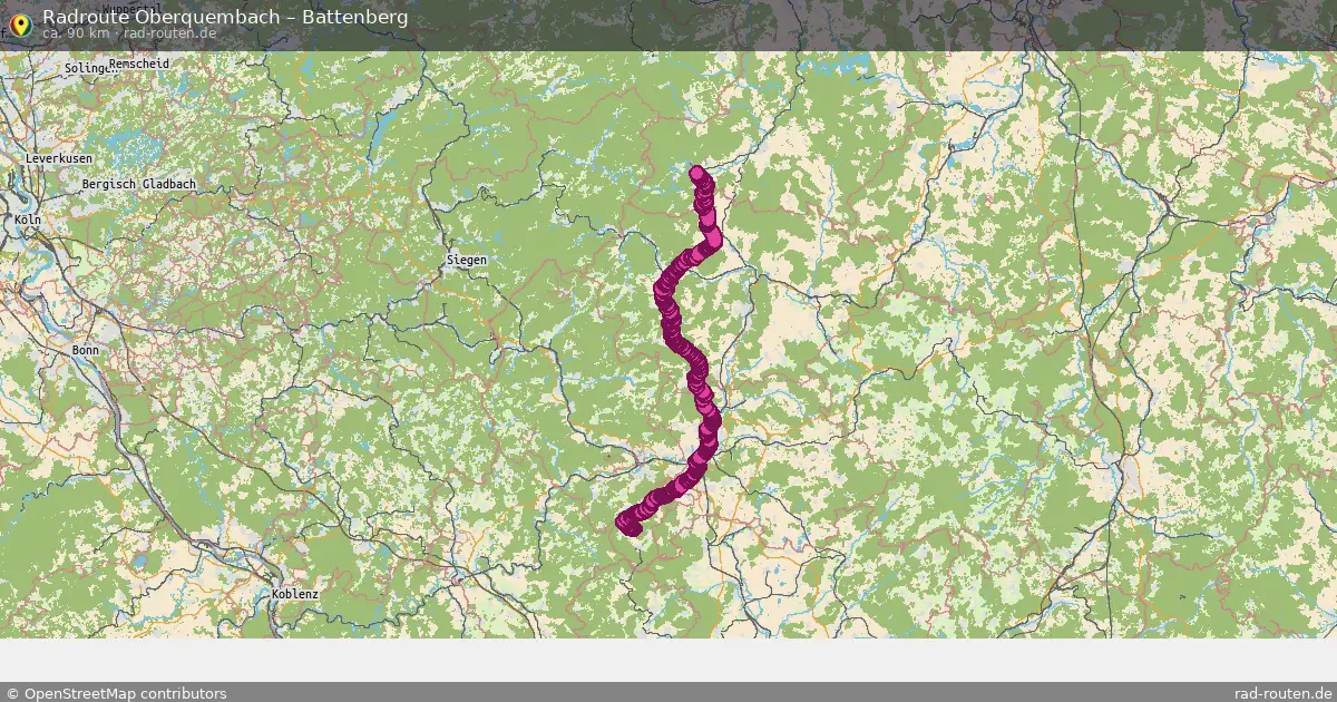 Fahrradroute Oberquembach – Battenberg (90 km) – Rad-Routen.de