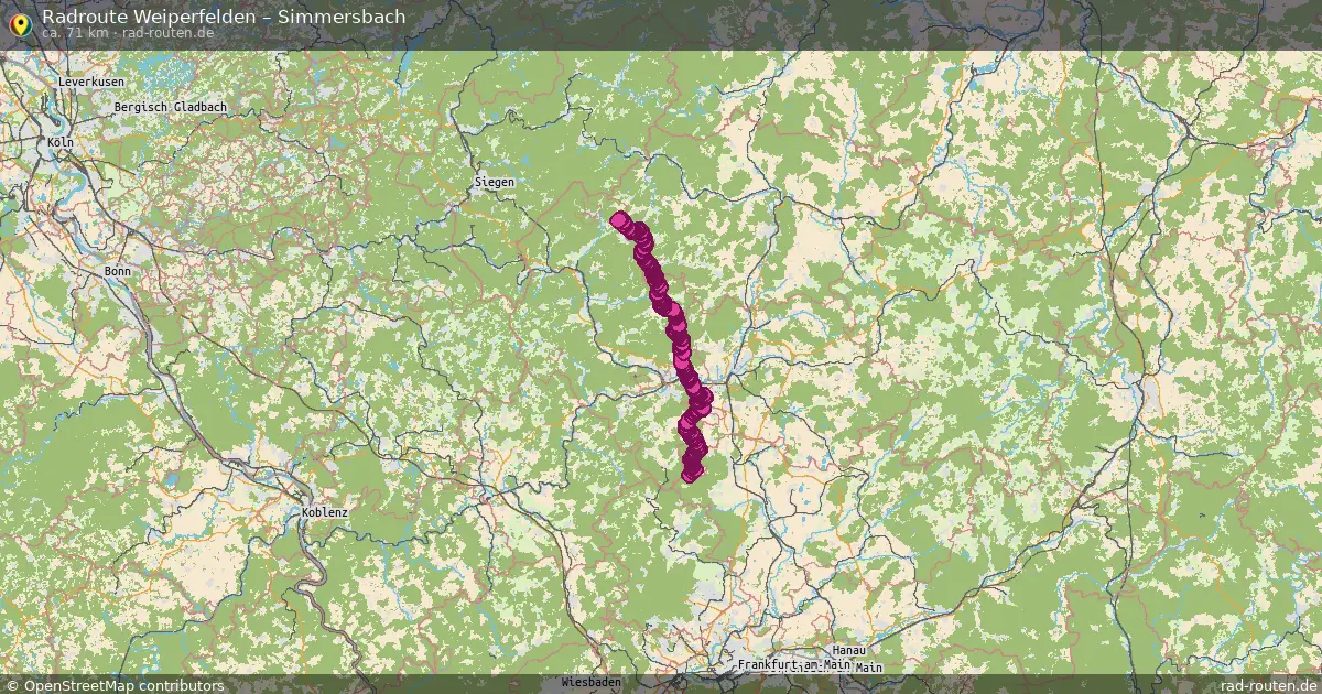 Fahrradroute Weiperfelden – Simmersbach