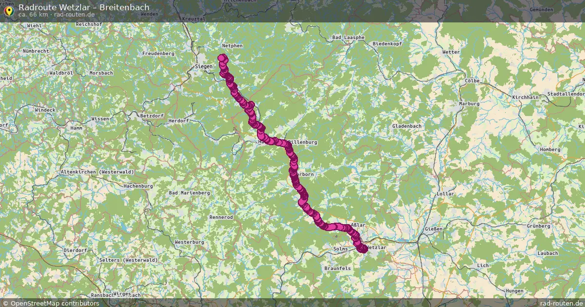 Fahrradroute Wetzlar – Breitenbach (66 km) – Rad-Routen.de