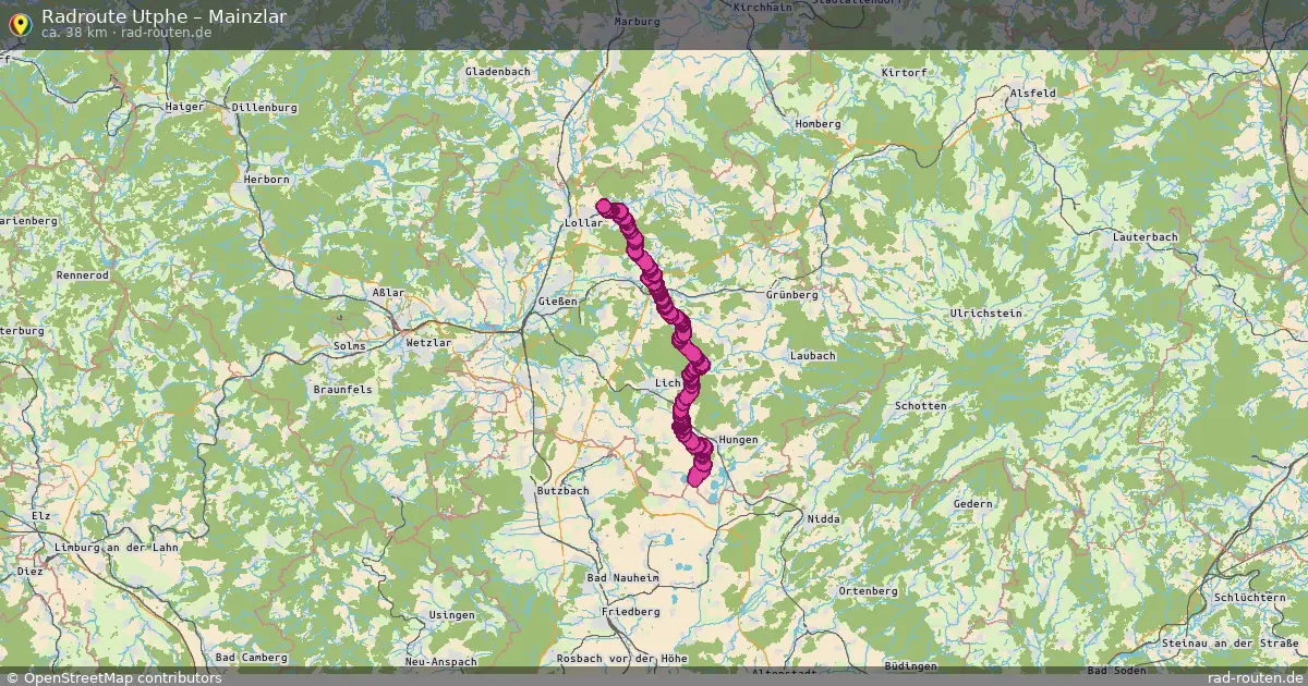 Fahrradroute Utphe – Mainzlar