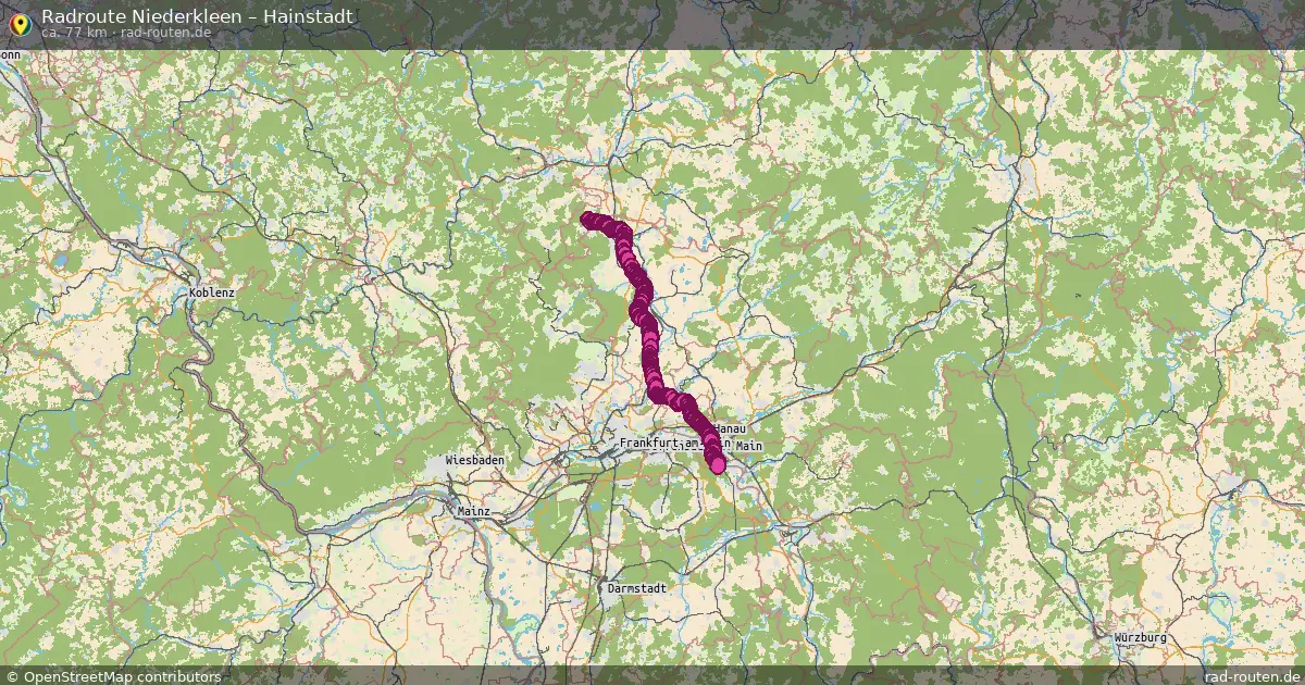 Fahrradroute Niederkleen – Hainstadt (77 km) – Rad-Routen.de