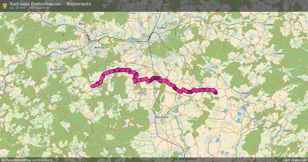 Fahrradroute Bettenhausen – Niederwetz (34 km) – Rad-Routen.de