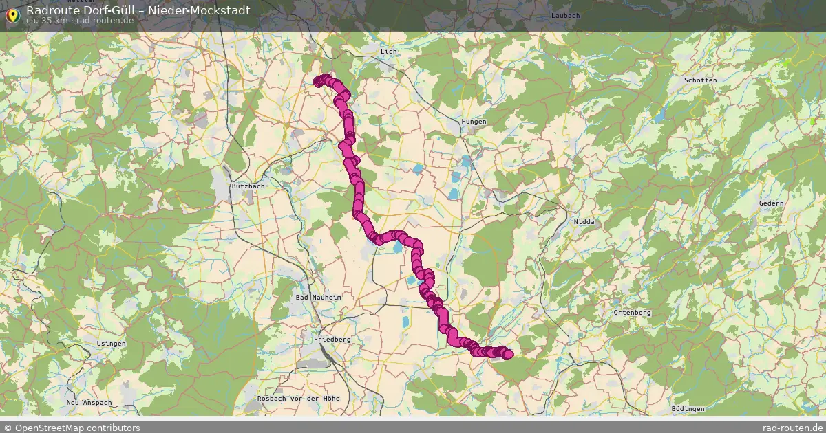 Fahrradroute Dorf-Güll – Nieder-Mockstadt (35 km) – Rad-Routen.de