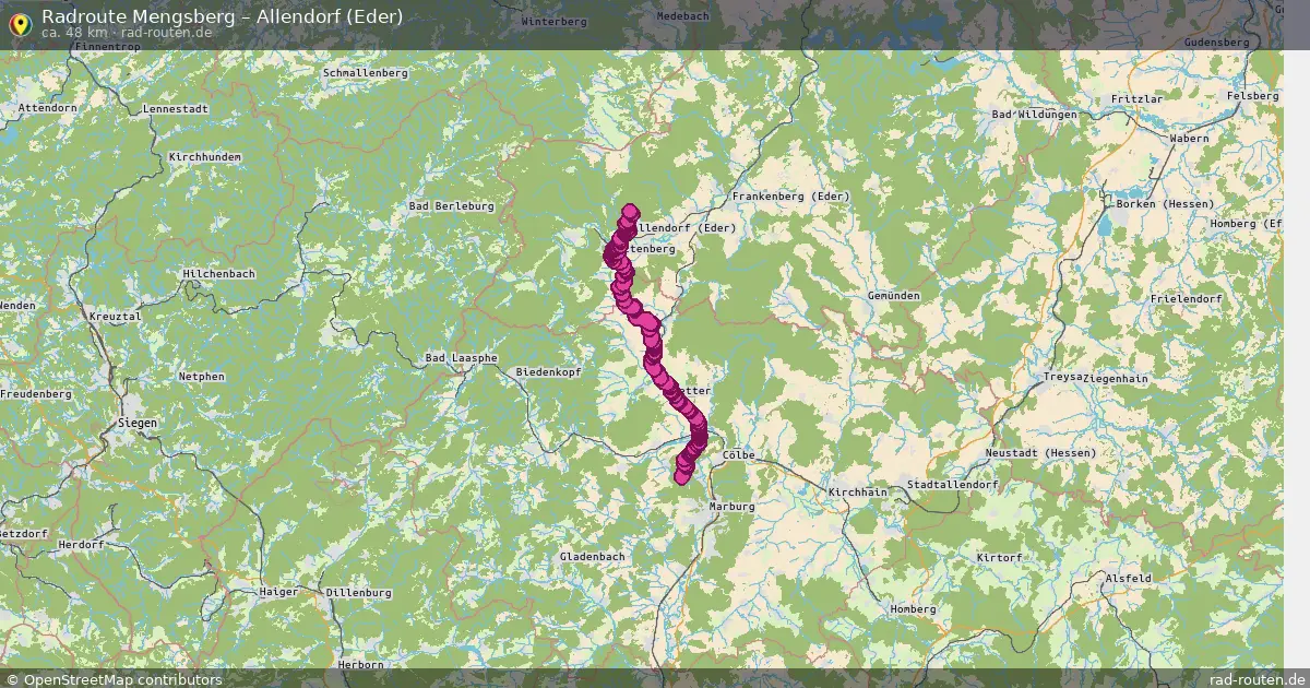 Fahrradroute Mengsberg – Allendorf (Eder) (48 km) – Rad-Routen.de