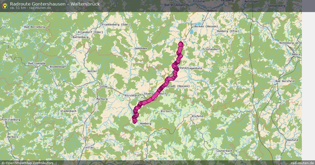 Fahrradroute Gontershausen – Waltersbrück (51 km) – Rad-Routen.de