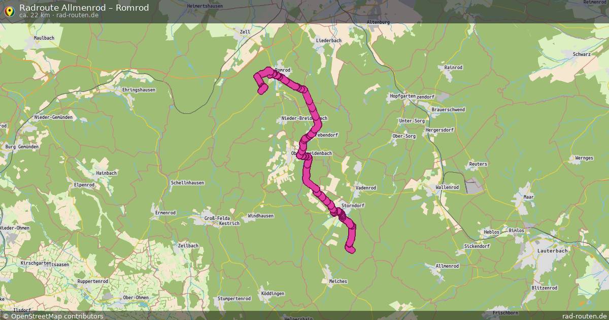 Fahrradroute Allmenrod – Romrod (22 km) – Rad-Routen.de