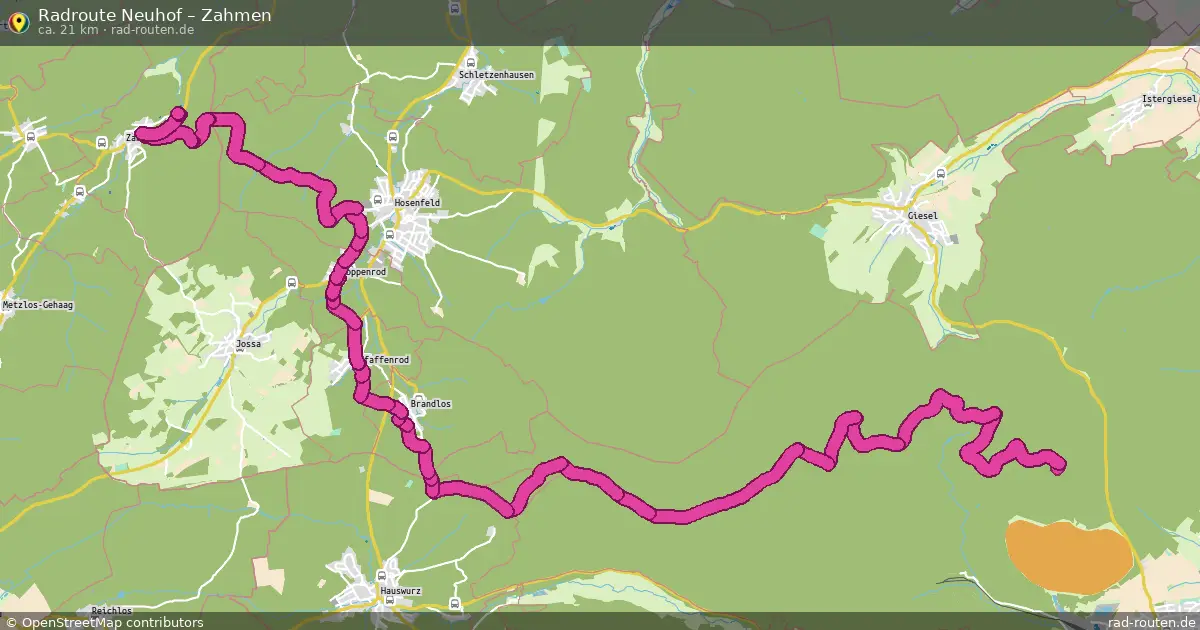 Fahrradroute Neuhof – Zahmen