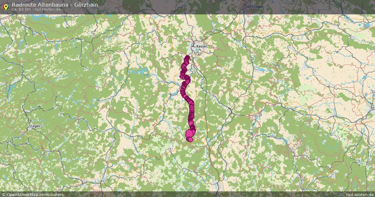 Fahrradroute Altenbauna – Görzhain (83 km) – Rad-Routen.de