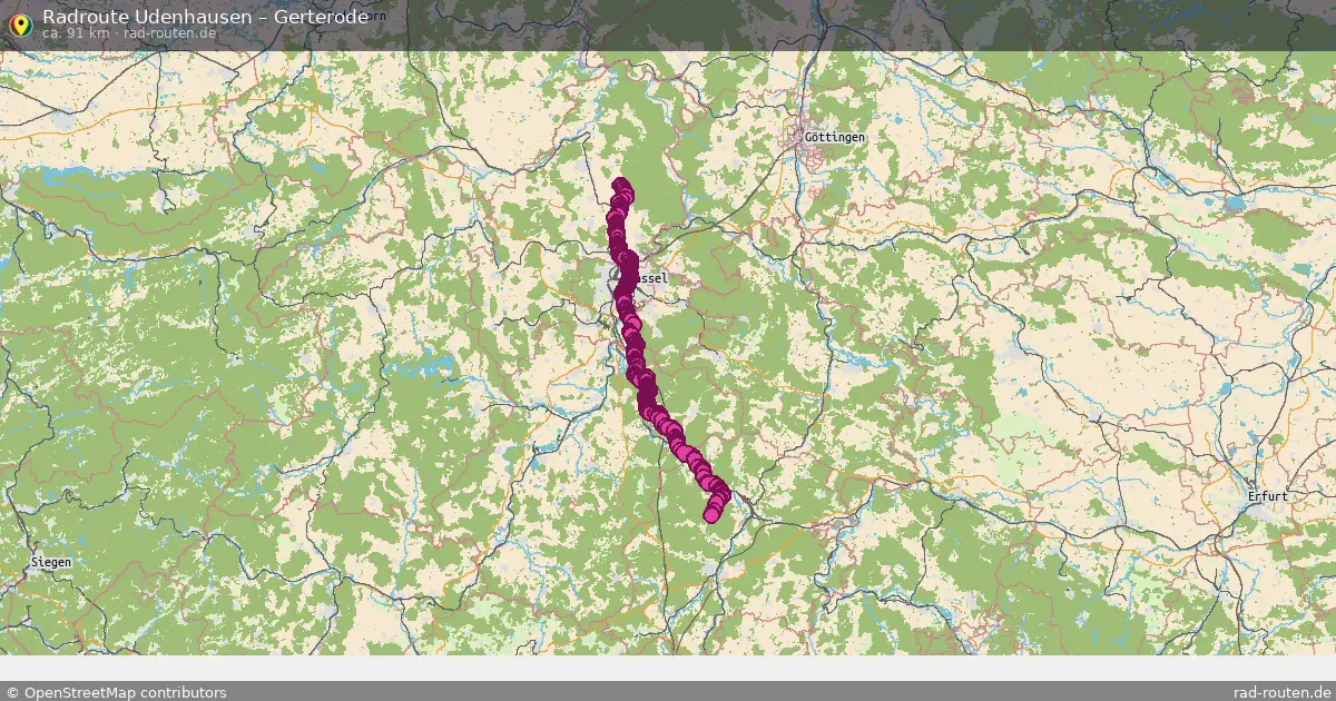 Fahrradroute Udenhausen – Gerterode (91 km) – Rad-Routen.de