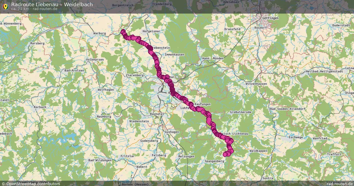 Fahrradroute Liebenau – Weidelbach (71 km) – Rad-Routen.de