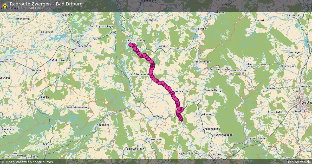 Fahrradroute Zwergen – Bad Driburg (48 km) – Rad-Routen.de