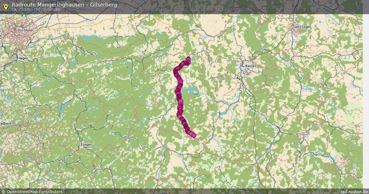 Fahrradroute Mengeringhausen – Gilserberg (77 km) – Rad-Routen.de