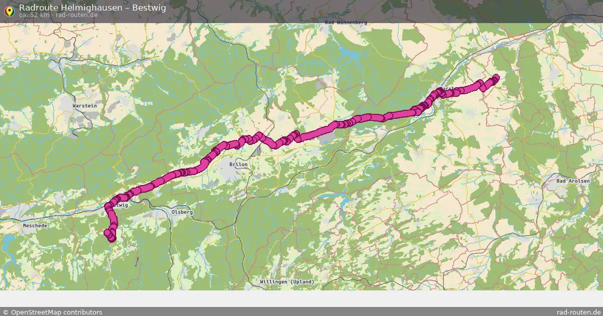 Fahrradroute Helmighausen – Bestwig (52 km) – Rad-Routen.de