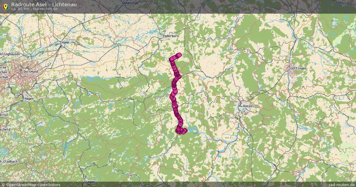 Fahrradroute Asel – Lichtenau (81 km) – Rad-Routen.de
