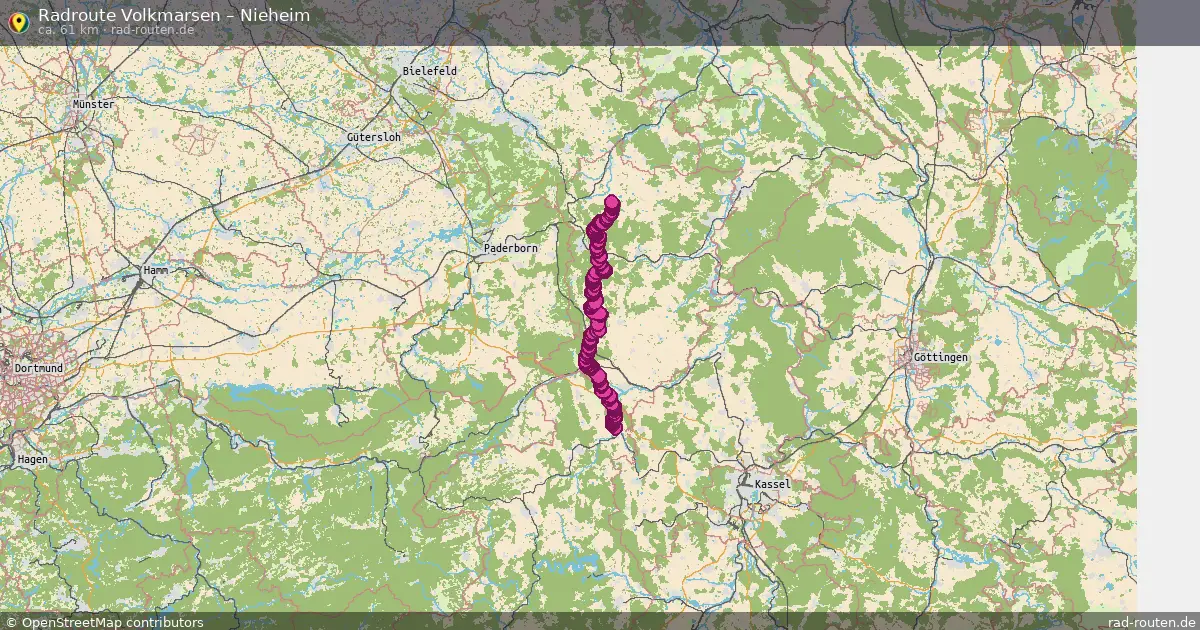 Fahrradroute Volkmarsen – Nieheim (62 km) – Rad-Routen.de