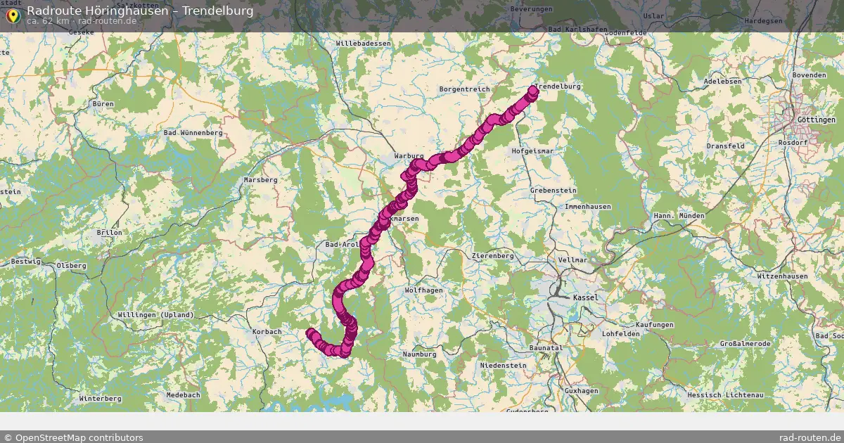 Fahrradroute Höringhausen – Trendelburg (62 km) – Rad-Routen.de