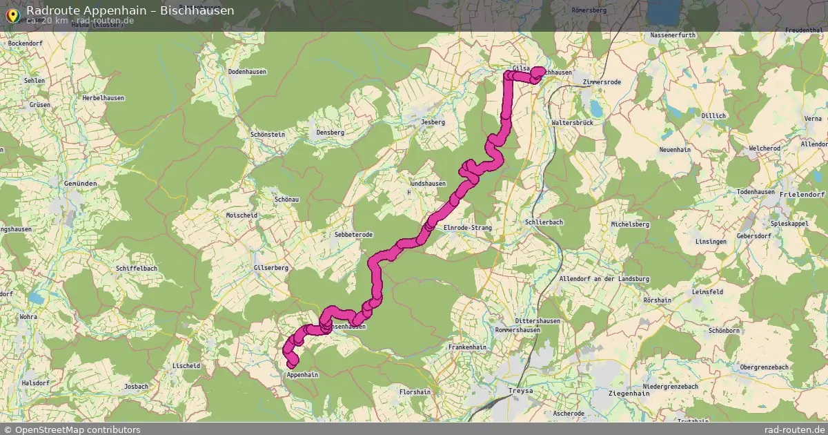 Fahrradroute Appenhain – Bischhausen (20 km) – Rad-Routen.de