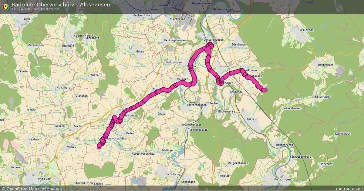 Fahrradroute Obervorschütz – Albshausen (24 km) – Rad-Routen.de