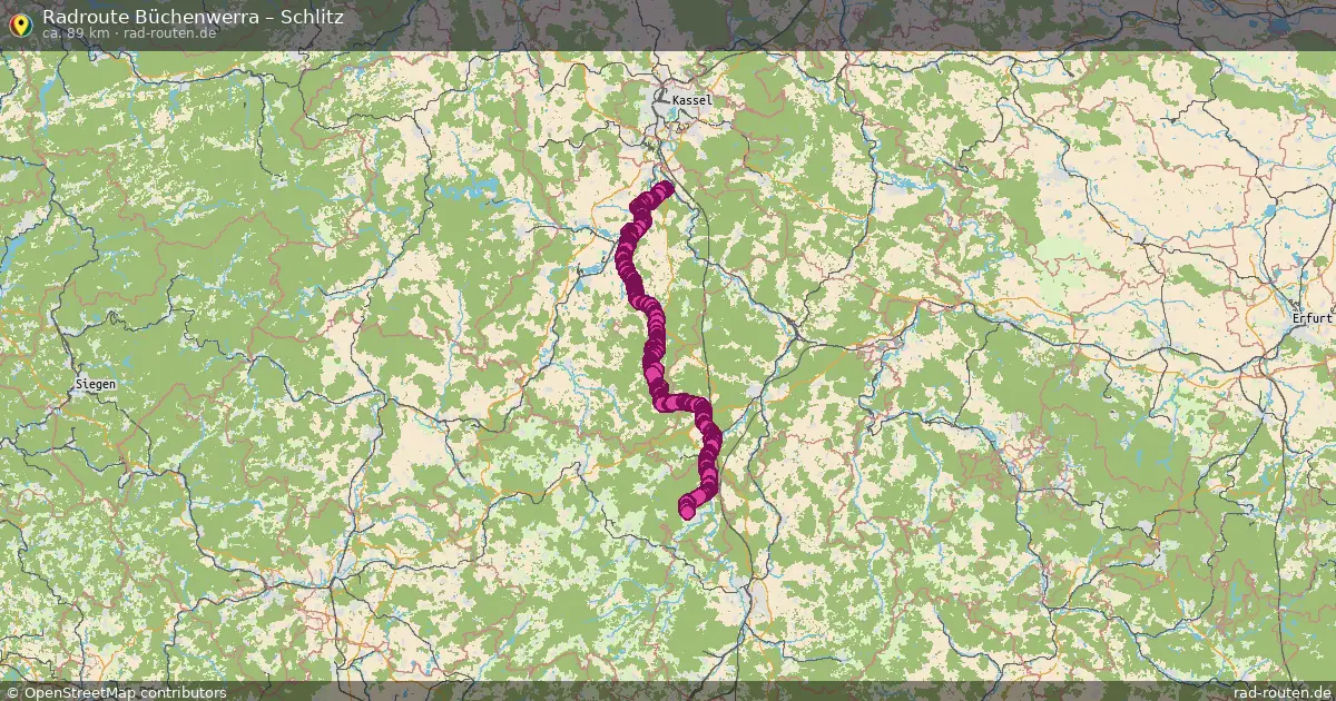 Fahrradroute Büchenwerra – Schlitz (89 km) – Rad-Routen.de